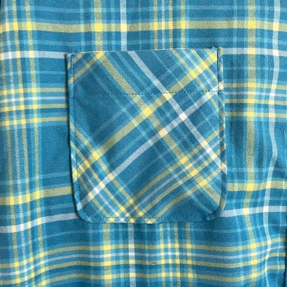Cabela’s aqua & yellow spring plaid classic button front shirt pockets 2XL - Picture 5 of 12